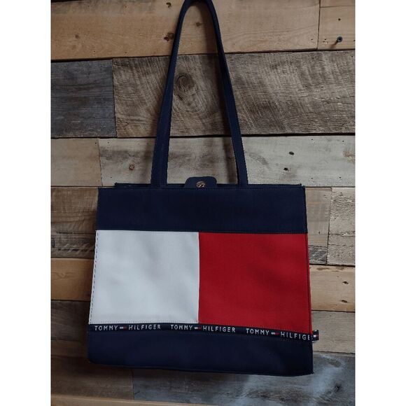 Tommy Hilfiger Red White and Blue Purse Handbag Tote 13"w x 10"h x 5"d - Picture 1 of 5
